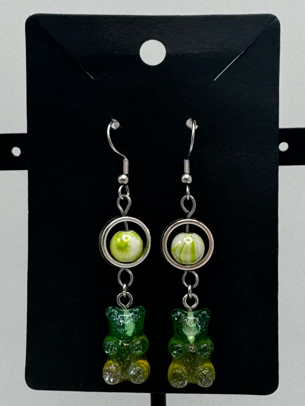 Green/Yellow Gummy Bear Drop Earrings